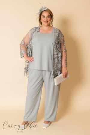 Daphne Silver fox mother of the bride groom trouser suit with jacket