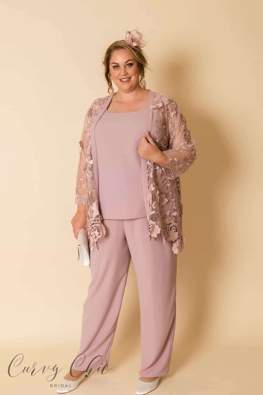 Daphne Frosted Pink plus size trouser suit Daphne Frosted Pink plus size trouser suit