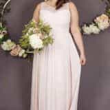 Plus size bridesmaid dress Kiri in blush pink chiffon