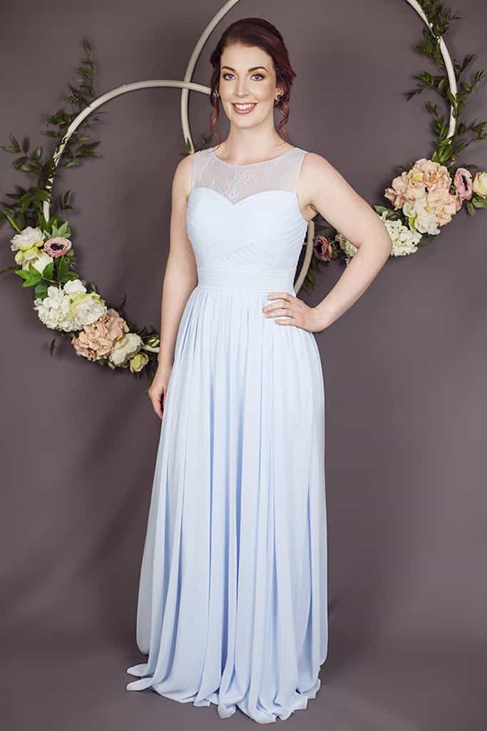 Plus size bridesmaid dress Kiri in blue chiffon