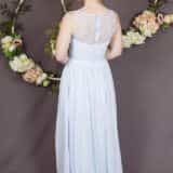 Plus size bridesmaid dress Kiri in blue chiffon back