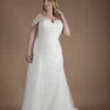 Stevie A-line, off shoulder plus size Wedding Dress by Millie Grace