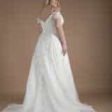 Stevie A-line, off shoulder plus size Wedding Dress by Millie Grace back