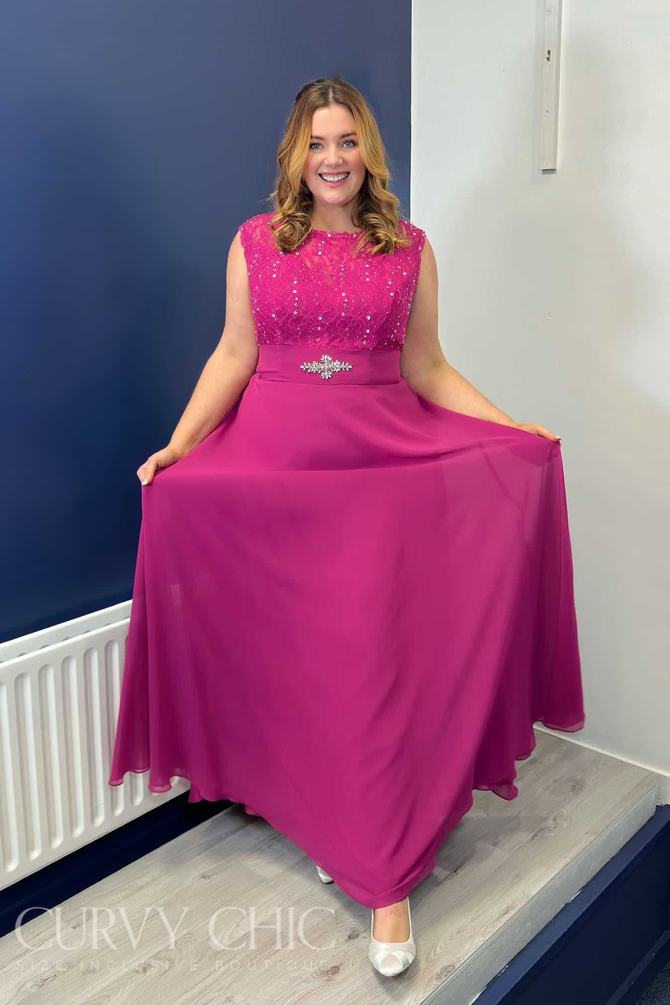 Odette-Pink-bridesmaid-formal-plus-size-Dress-2 Odette Bridesmaid Dress Magenta Pink