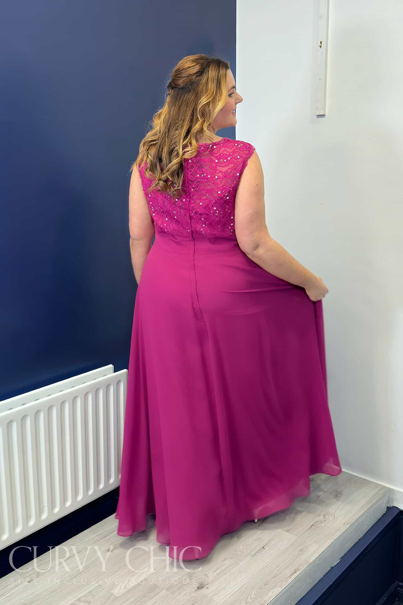 Odette-Pink-bridesmaid-formal-plus-size-Dress-3 Odette Bridesmaid Dress Magenta Pink back