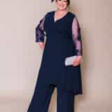 Venice Plus size Mother of the bride groom trouser suit with sleeves trendy
