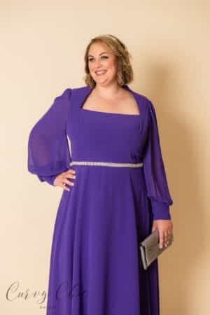 dark purple mother of the bride full length belted dark purple plus size dress 29708