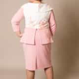 back view of Mother of the bride dress with sleeves by Veromia, blush skirt and ivory bodice, knee length occasion wear back view