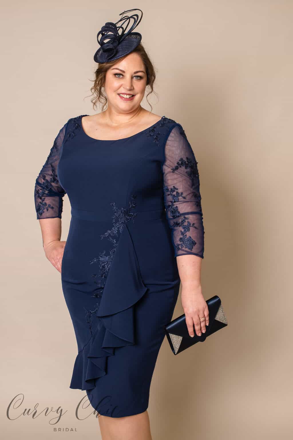 DU440 plus size mother of the bride/groom dress with sleeves