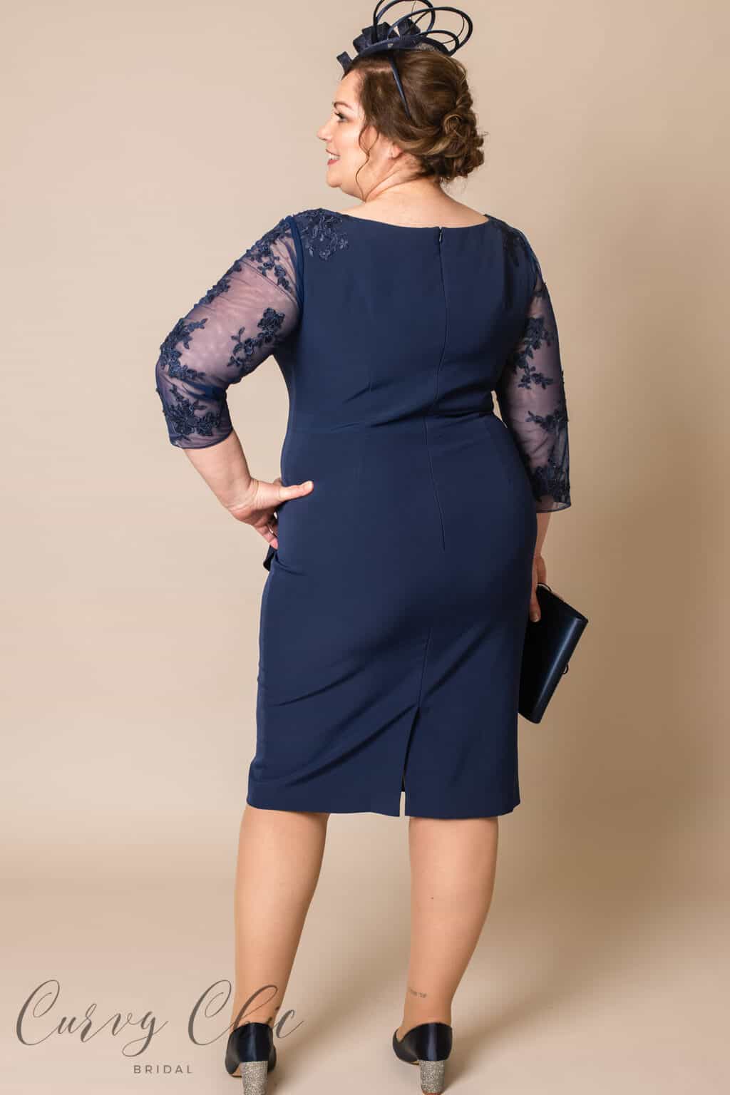 DU440 plus size mother of the bride/groom dress with sleeves Back