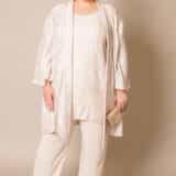 DU453 plus size mother of the bride:groom trouser suit Ireland Plus size Mother of the Bride oyster trouser suit with jacket