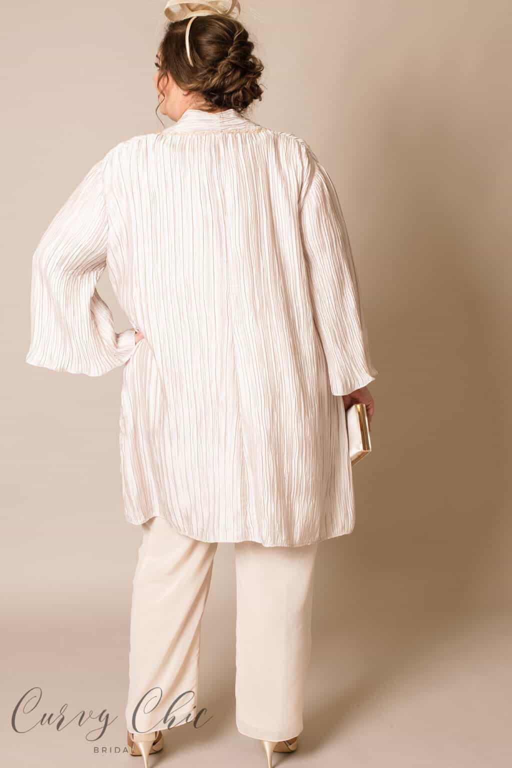 DU453 plus size mother of the bride:groom trouser suit UK Veromia oyster chiffon trouser suit for special occasions back