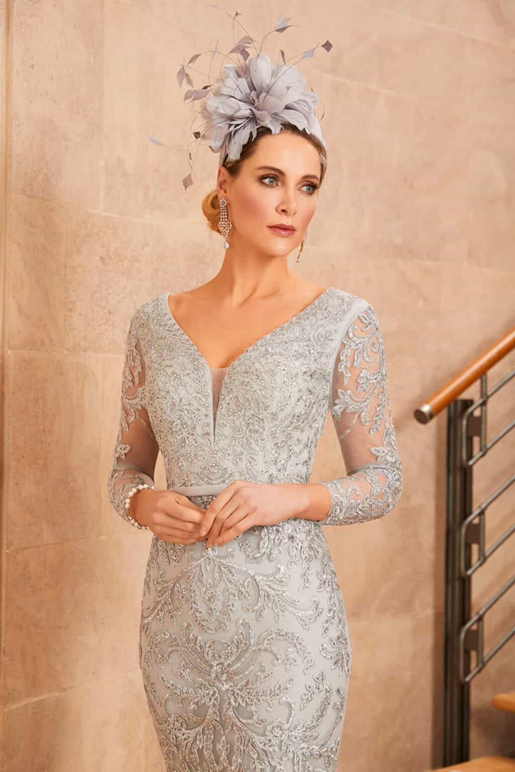 991917_platinum-2 Platinum Mother of the Bride midi dress and jacket set by Veni Infantino in UK size 16