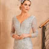 991917_platinum-2 Platinum Mother of the Bride midi dress and jacket set by Veni Infantino in UK size 16