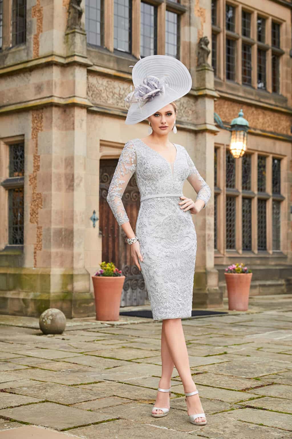 991917_platinum-3 Platinum Mother of the Bride midi dress and jacket set by Veni Infantino in UK size 16