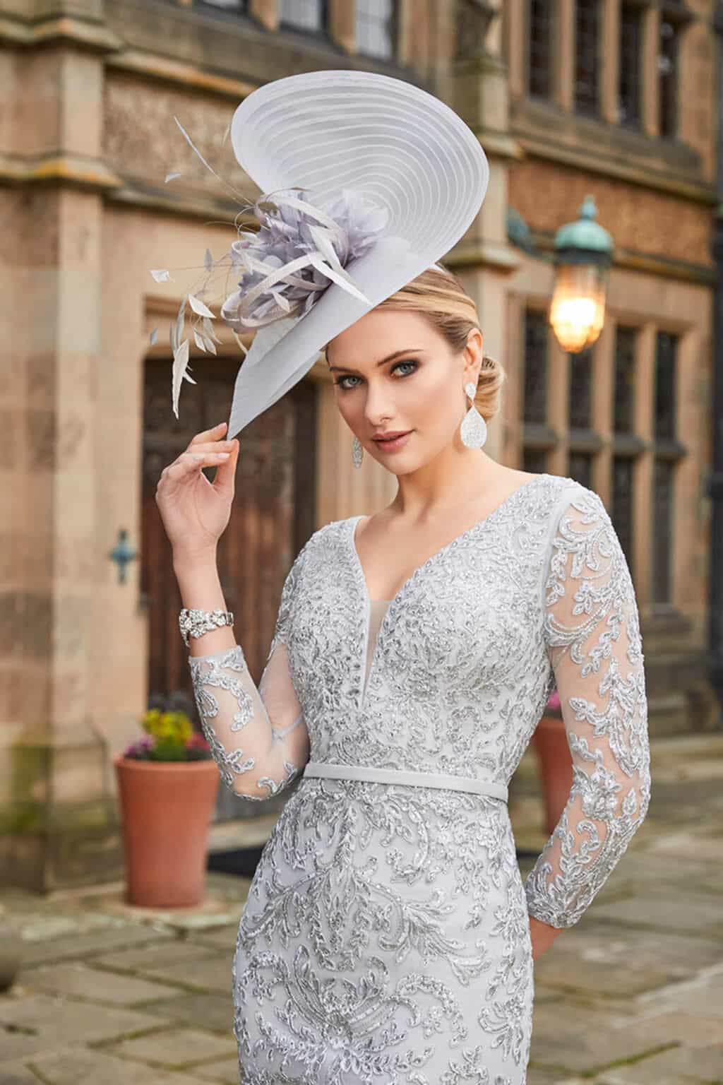 991917_platinum-4 Platinum Mother of the Bride midi dress and jacket set by Veni Infantino in UK size 16