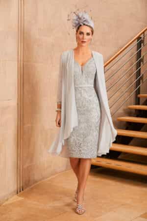 Platinum Mother of the Bride midi dress and jacket set by Veni Infantino in UK size 16