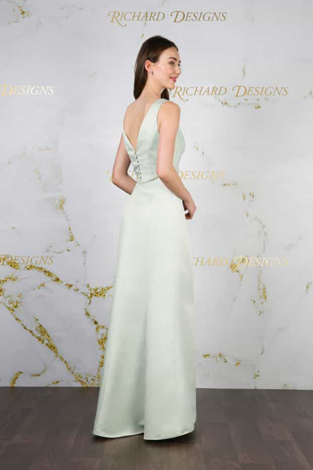 Classic Satin Dress with Pearl Waist Detail back