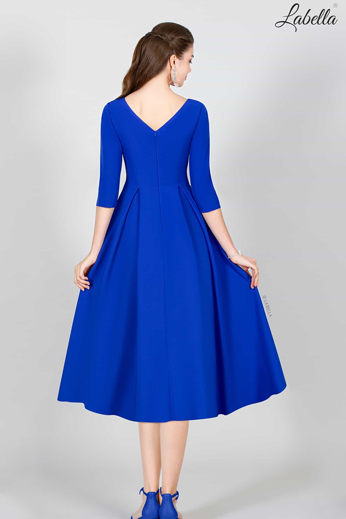 8033L-Royal-Blue-back-web Royal Blue Gino Cerruti Midi Dress