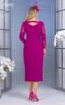 3191U_t_xb Pink plus size midi dress with beaded bow and lace sleeves back