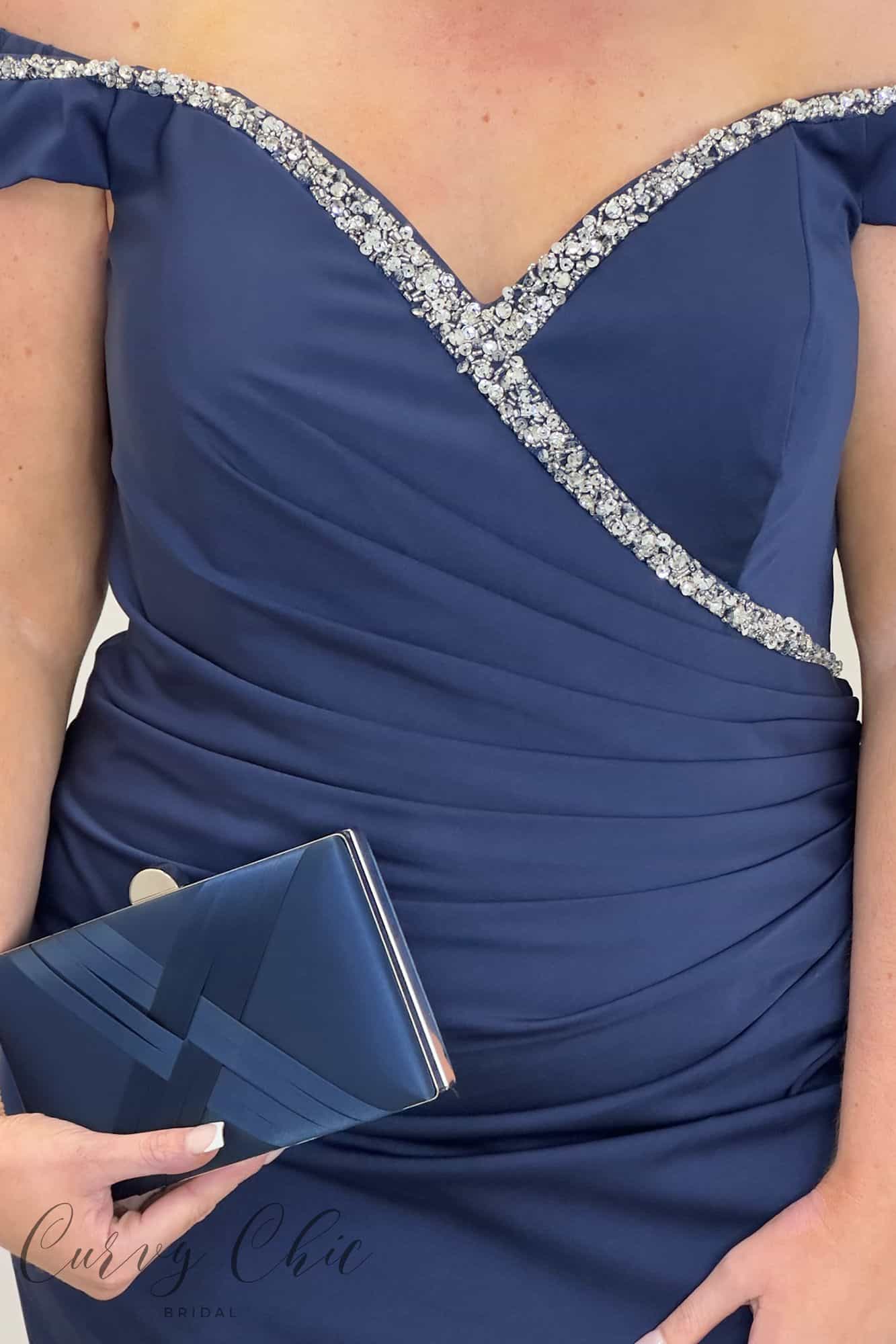 3171H-Gino-Cerruti-Navy-Blue-Satin-Fitted-Midi-Dress