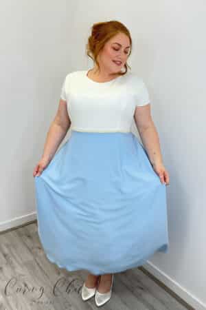 Plus size Tissington midi occasion dress in Ivory by Richard Designs RDAD1159