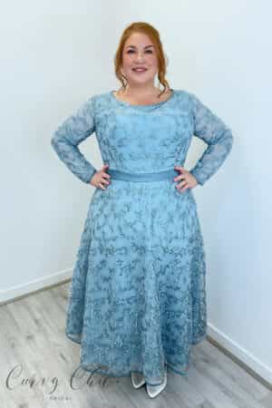 Eternity by Richard Designs plus size chiffon occasion dress in Slate Blue RDAD1194