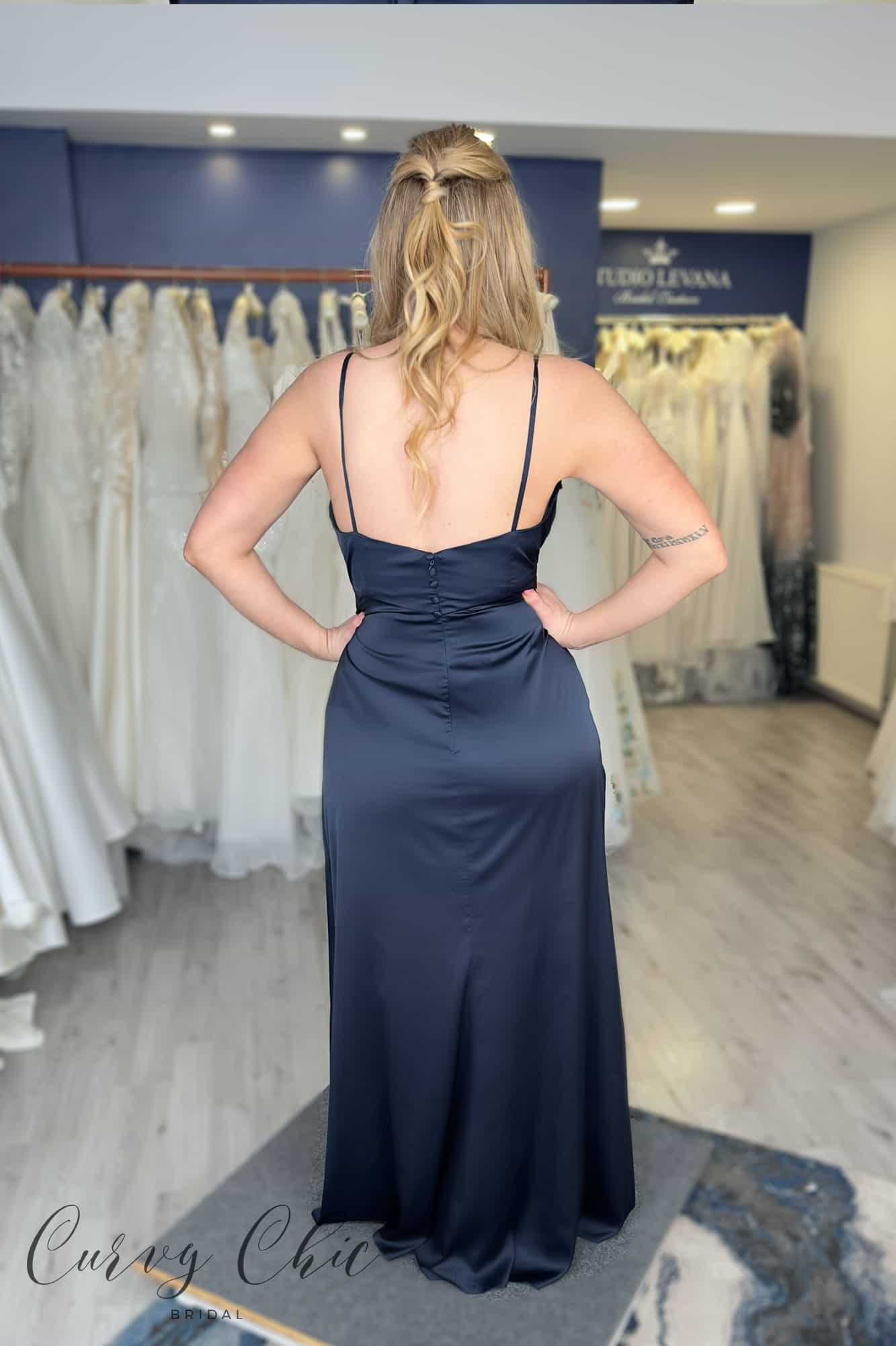 Honora-HN4006-Richard-Designs-Navy-Strappy-Bridesmaid-Dress-Back