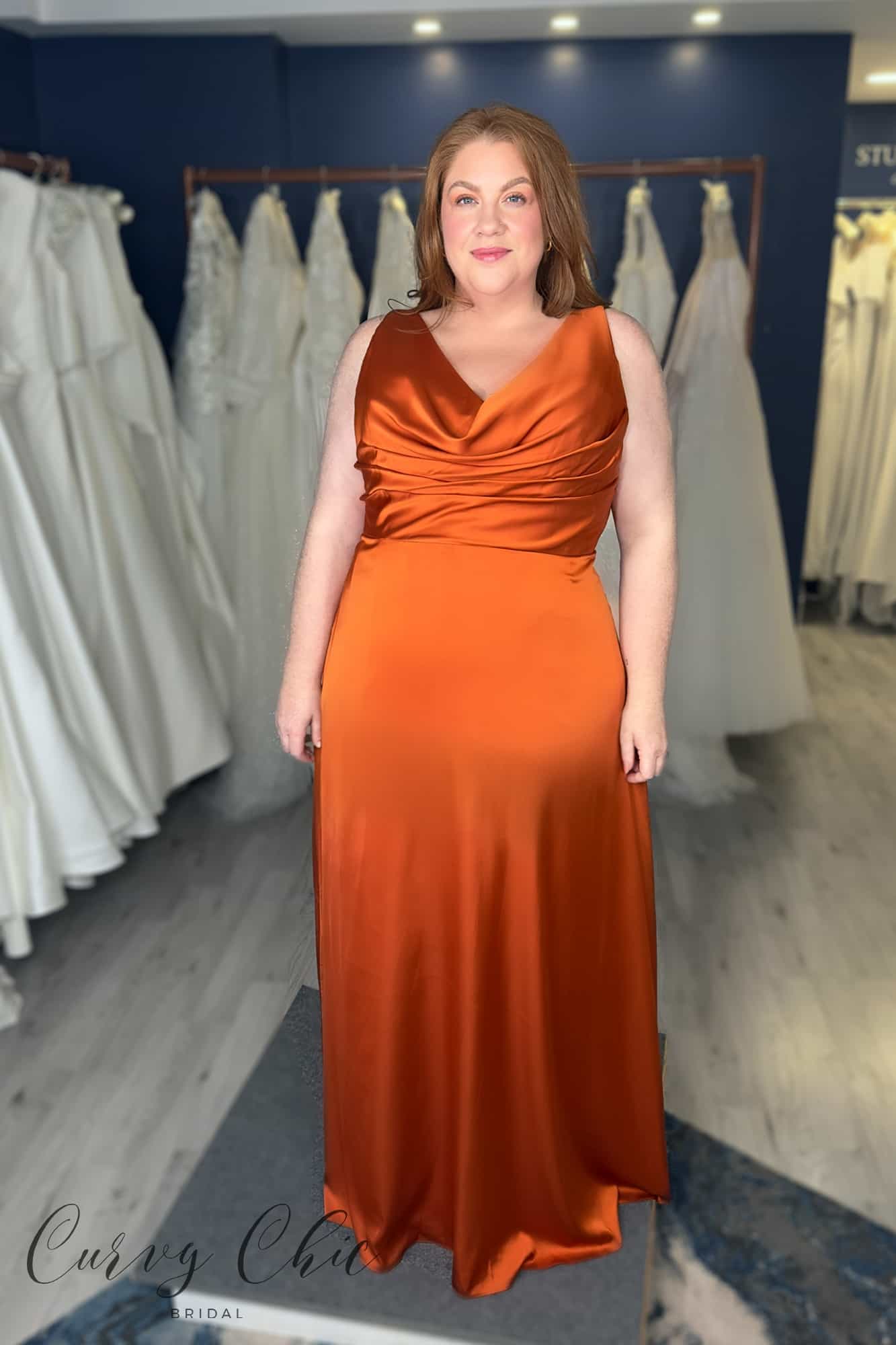 Low-Back-Draped-Front-Cowl-Dress-Burnt-Orange-HN4011-Front
