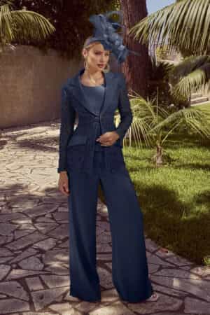 992457 Navy Trouser suit Veni infantino Curvy Chic Bridal
