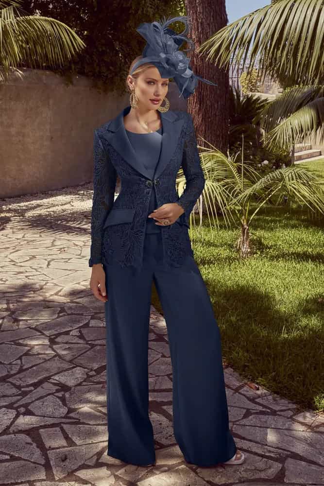 992457 Navy Trouser suit Veni infantino Curvy Chic Bridal