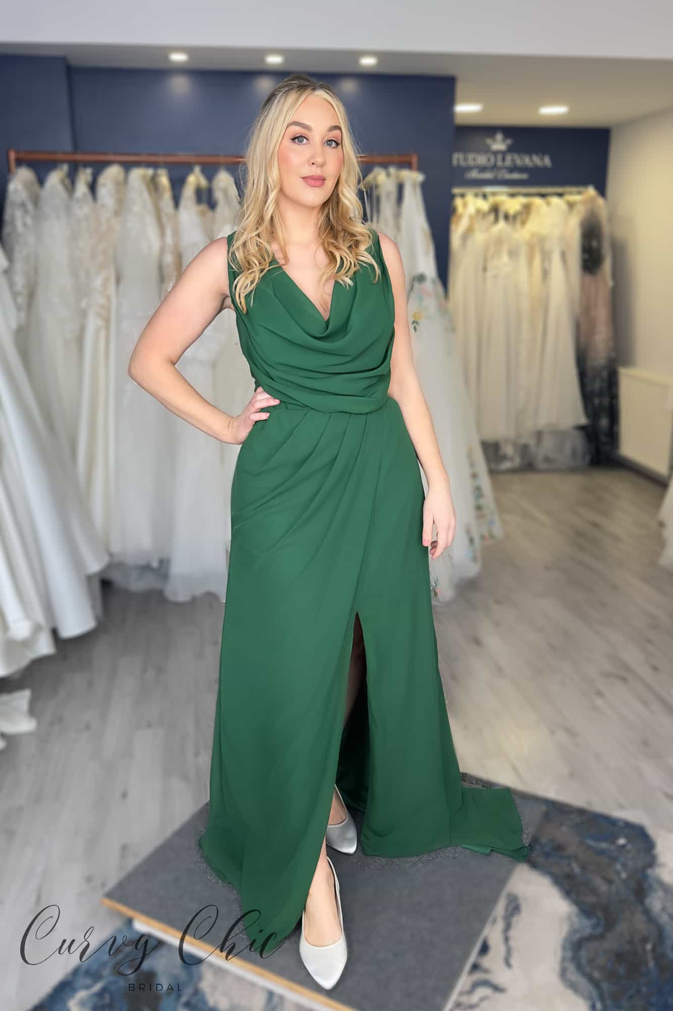 Forest-Green-Cowl-Neck-Bridesmaid-Dress-RJB-Front-1 Forest-Green-Cowl-Neck-Bridesmaid-Dress-RJB-Front-1