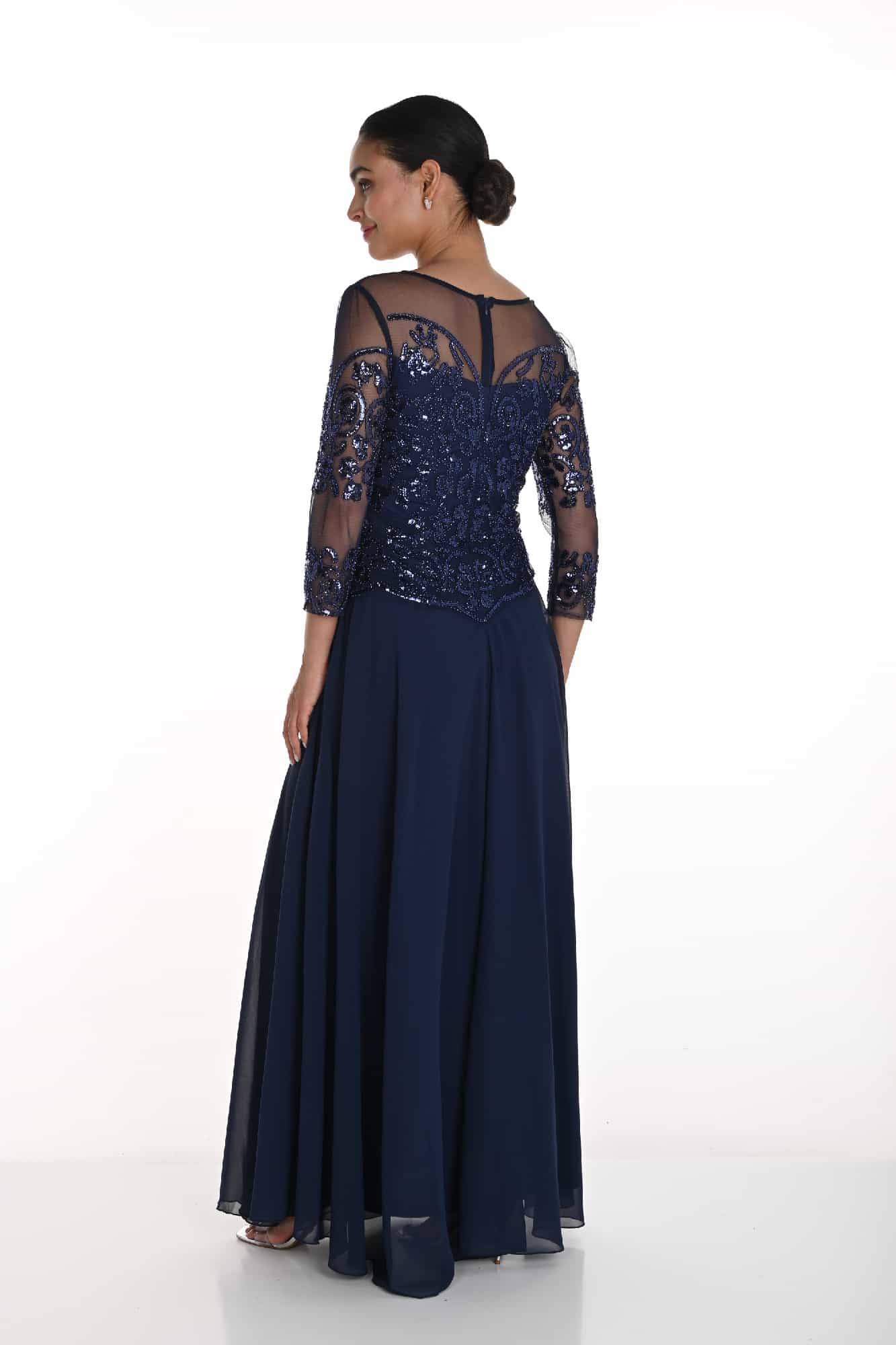Sequin Chiffon Full Length Dress | Frank Lyman