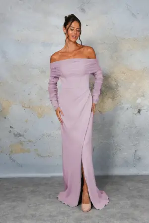 Long Sleeve Bardot Sheath Dress | Richard Designs RDM1337