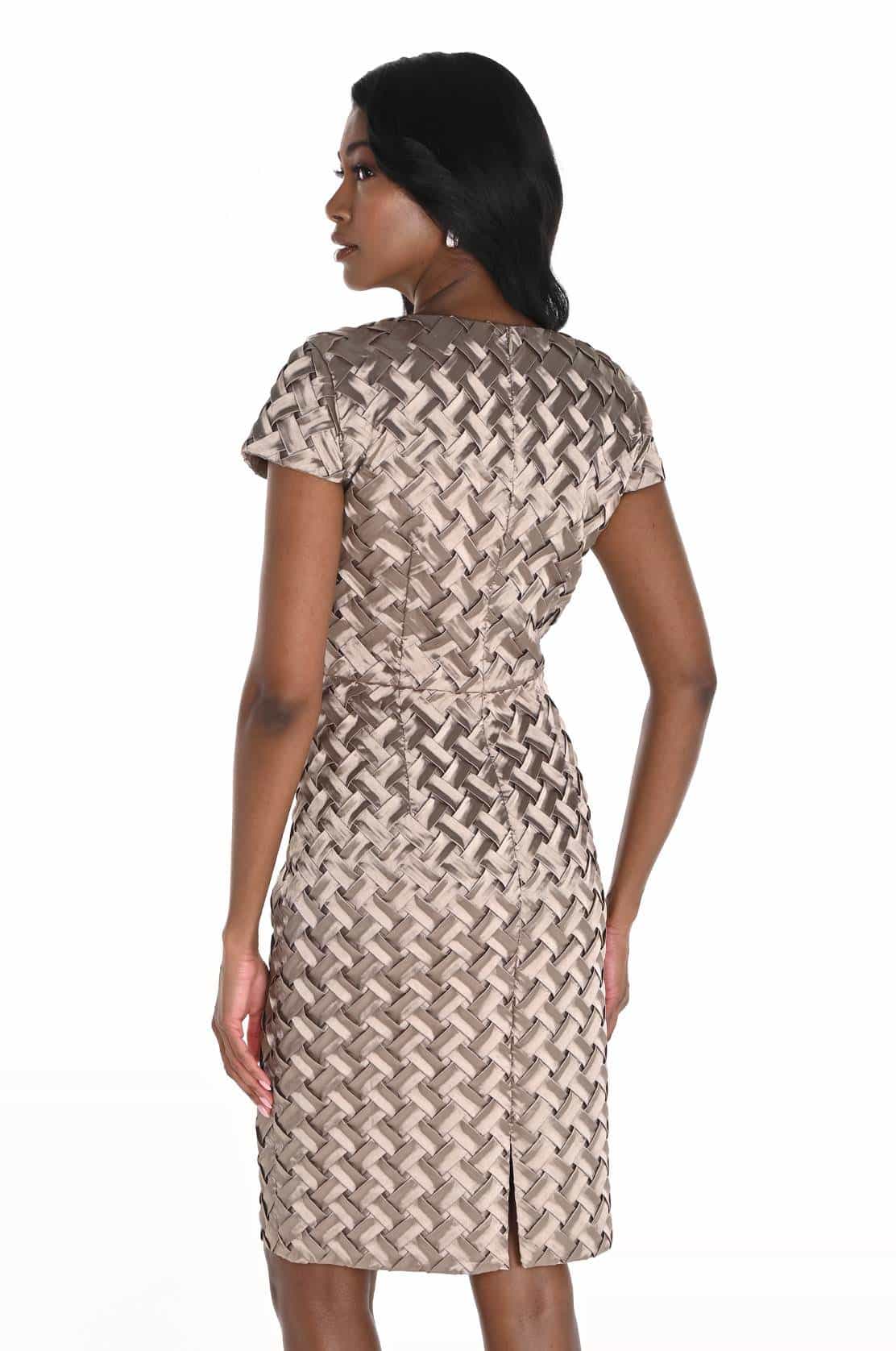 Gold Basket Weave Dress with Jacket Frank Lyman | 259724 back