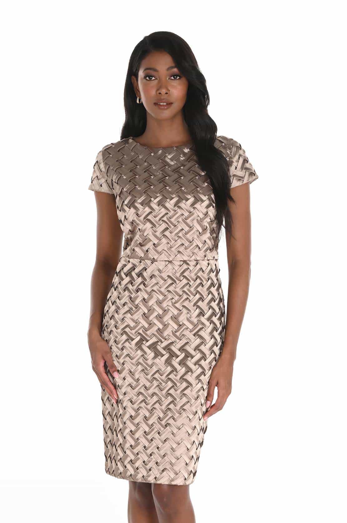 Gold Basket Weave Dress with Jacket Frank Lyman | 259724 front