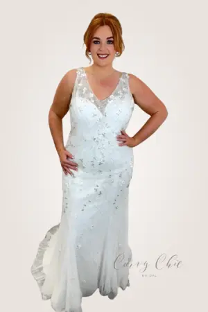 Darcie beaded plus size wedding dress front view