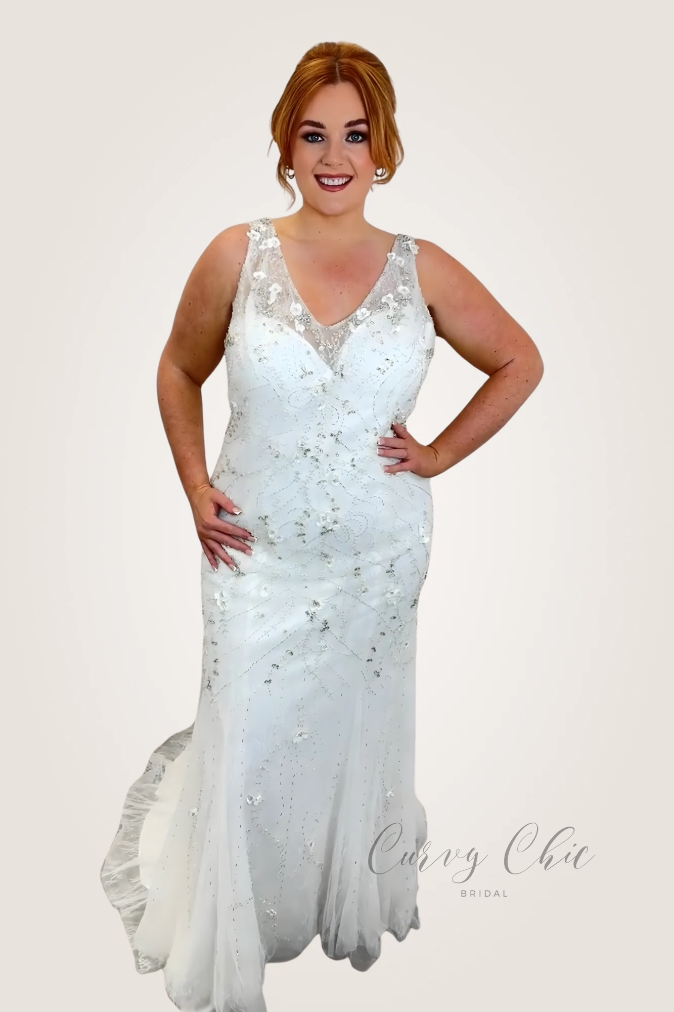Darcie-2 Darcie beaded plus size wedding dress front view